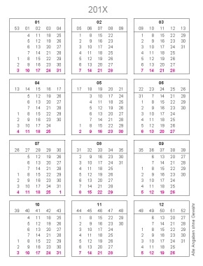 Monatsplaner-Monatskalender: Hier Tabelle