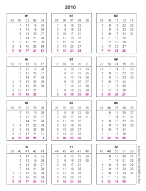Monatsplaner-Monatskalender: Hier Tabelle