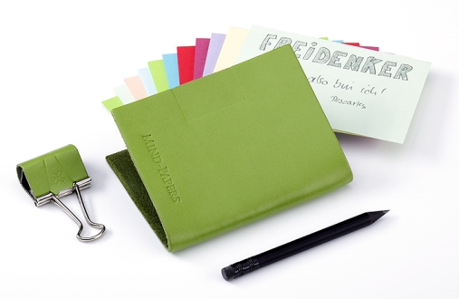 Mind-Papers mit Sloop, Stiftklemme und Karteikarten aus grünes Lefa