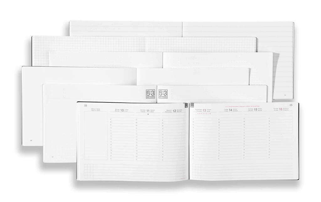 Verschiedene Einlagen für den modularen X17 Büroplaner A5 quer