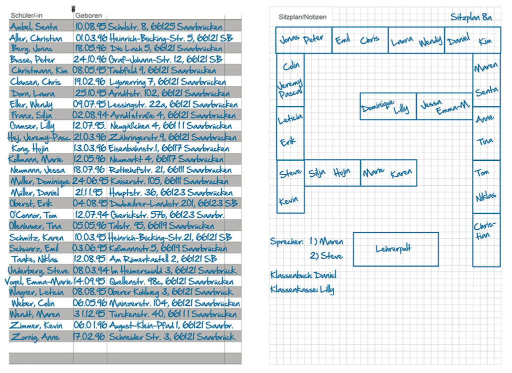 Das Herzstück des X17-Lehrerplaners ist die Lehrereinlage, also das Heft, welches in den X17er eingelegt wird.