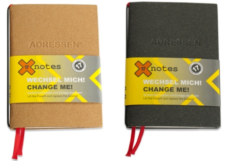 Adressregister mit Alphabet-Taben. Hier zwei Exemplare in Lefa Graphit und Natur, für eine Einlage, damit es schön flach bleibt