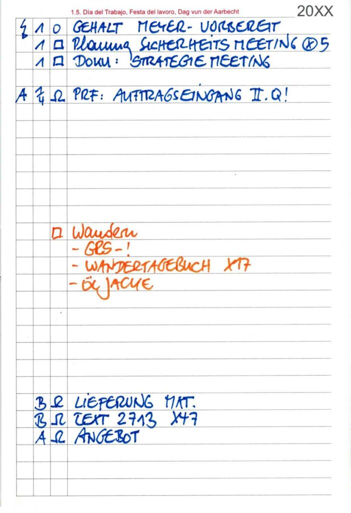 Die drei Kästchen sind für die Bewertung der Aktivitäten gedacht. Hierfür gibt es viele Möglichkeiten.