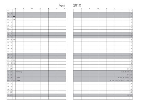 Ansicht Monatskalender classic Monat April