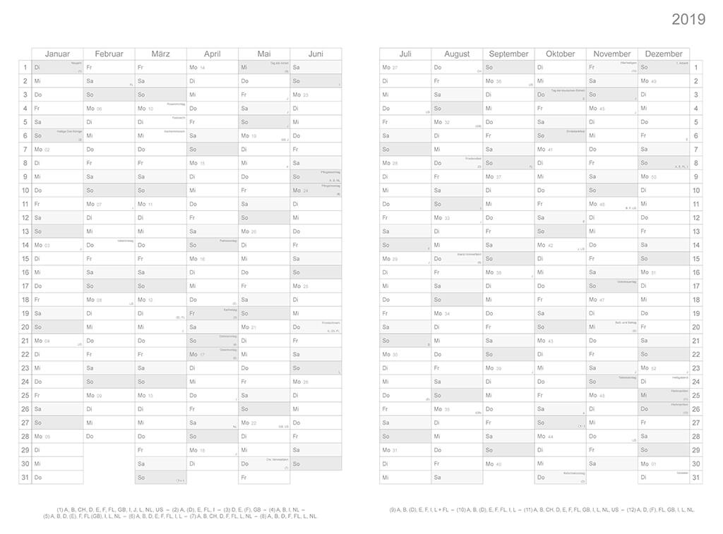 X17 Monatskalender Übersichtseite