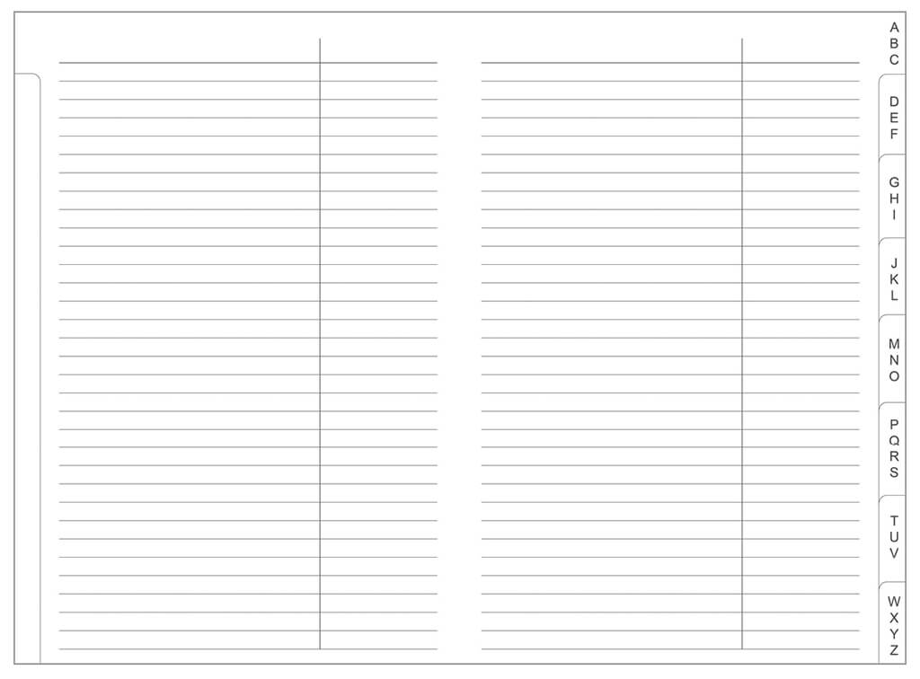 Das X17 Adressregister verfügt über eine Registerstanzung mit Alphabet-Taben für den schnellen Zugriff auf jede Buchstabengruppe