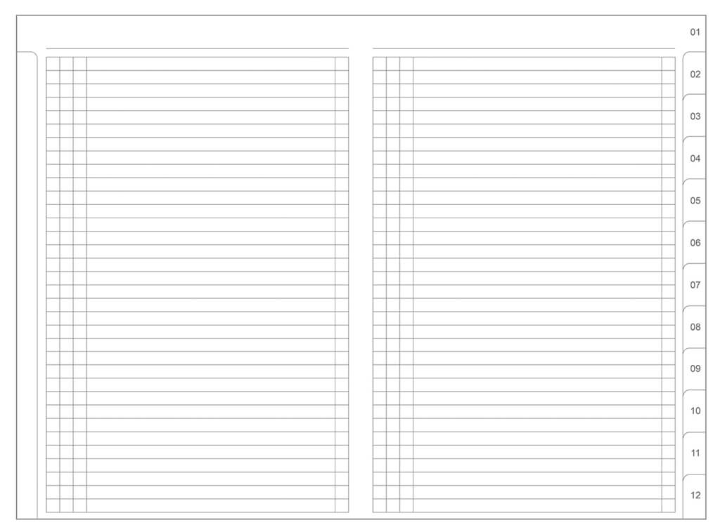 Das X17-Datenregister verfügt über eine Registerstanzung für 12 Kategorien.