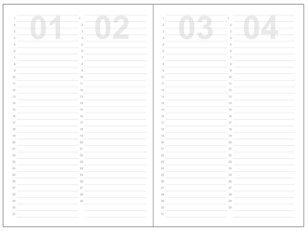 Bei allen X17-Registern ist eine neutrale Übersicht der Monate eines Jahres vorangestellt