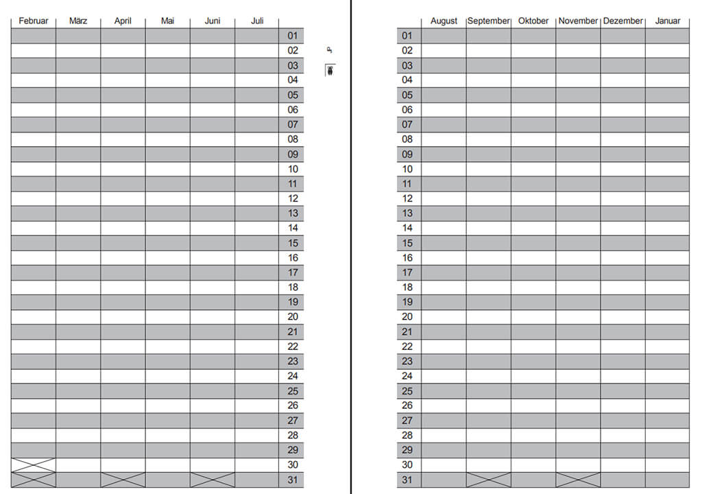 Lehrerheft Einlage, Jahresübersicht