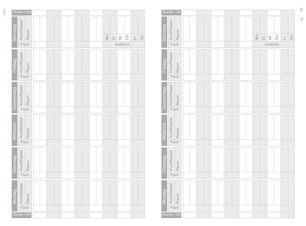 X17-Lehrerheft, Einlage Stundenplan