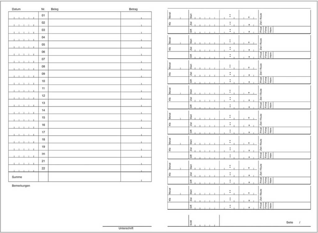 Fahrtenbuch für das X17-System