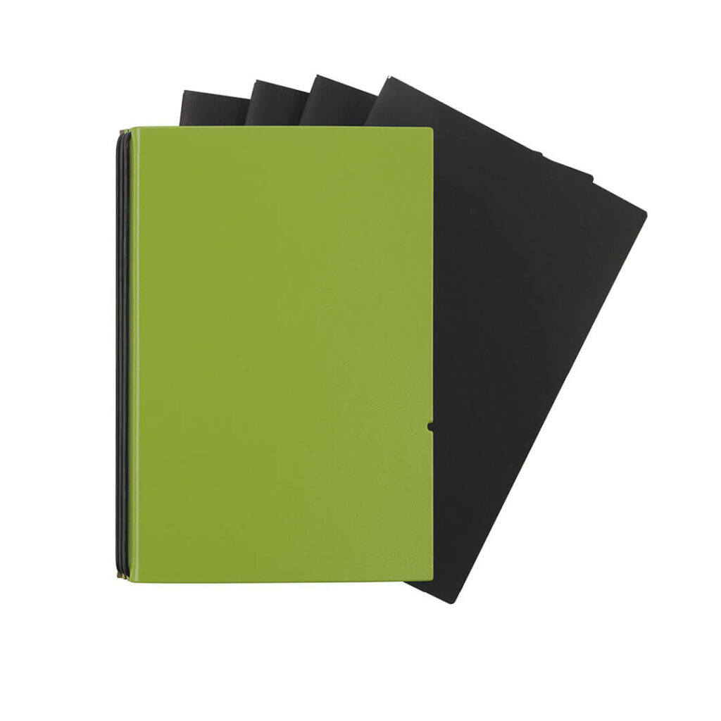 X17 Profiplaner in Format A6, mit vier Einlagen, aus grünem Lefa