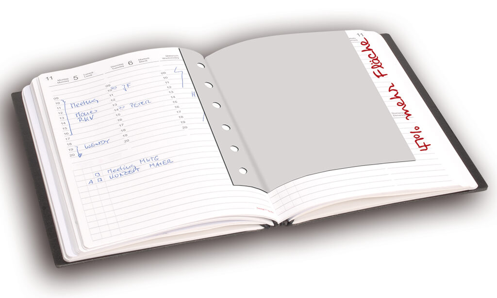 X17 Organizer bietet mehr beschreibbare Fläche als gewöhnliche ringordner mit einem modulare Hefte System.