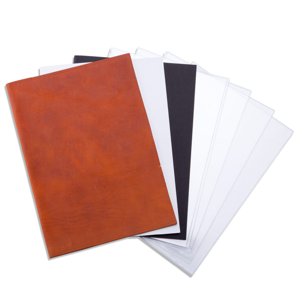 X17-Konferenzmappe, Außendienstmappe: Professionell organisiert, Notizbuch und Schnellhefter in einem. Hier in Leder Cognac zu sehen