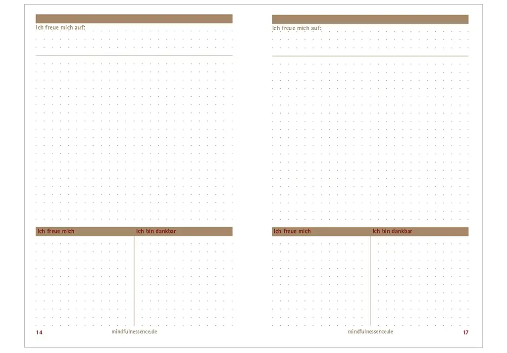 Mindfulnessence X17 Einlagen; Achtsame Tagesplanung X17; Mindfulnessence Selbstführungssystem