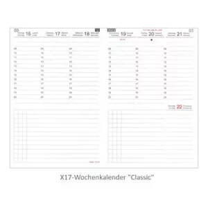 Die Terminplaner von X17 können mit vielen unterschiedlichen Kalendern bestückt werden, hier der Wochenkalender "Classic"